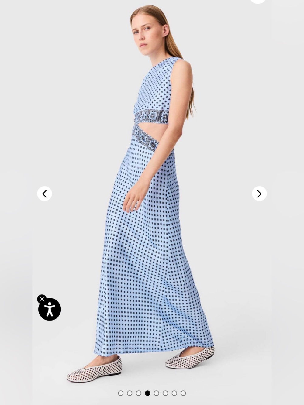 NWT Maje Printed silk patterned cutaway maxi dress Small FR36